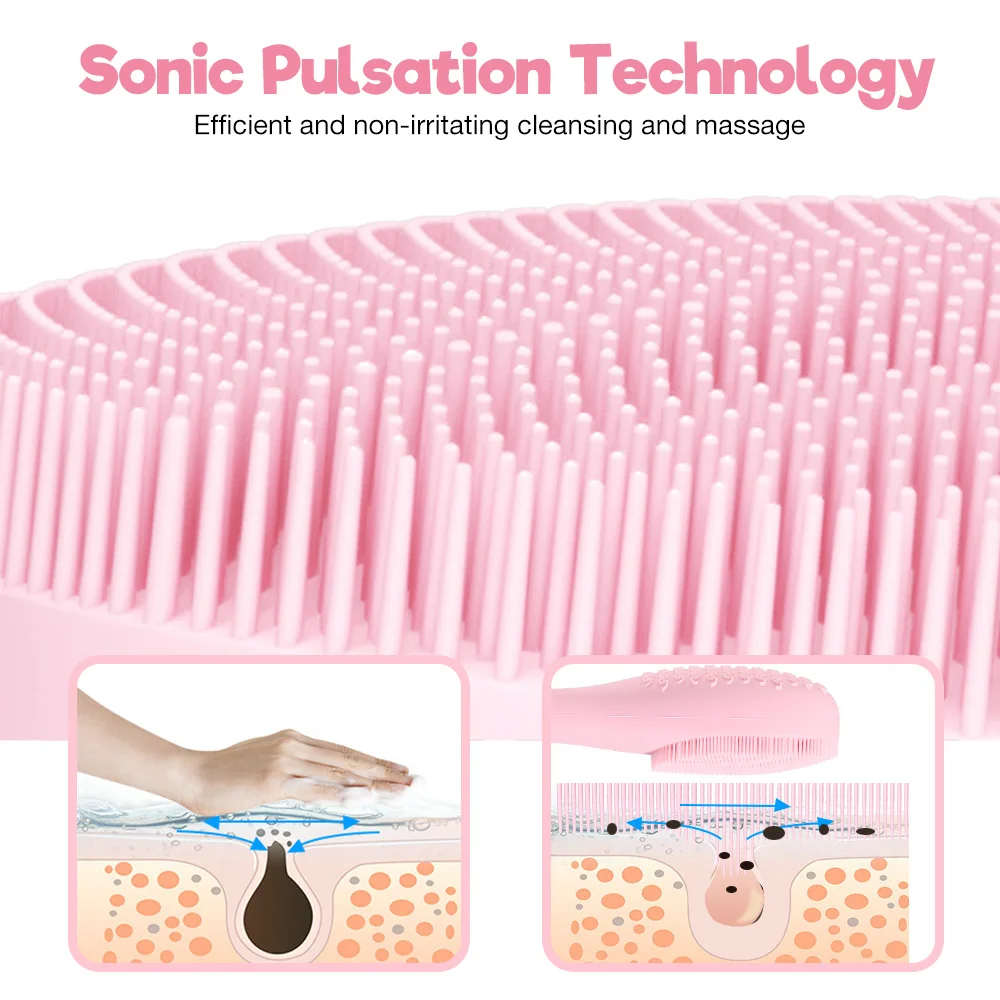Electric Skin Massager Vibration Face Cleanser Sonic Silicone Facial Cleansing Brush