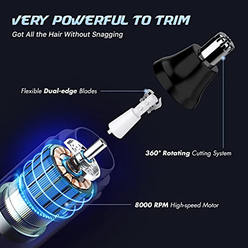 WSY210 Wireless Rechargeable Waterproof Skinsafe Painless Electric Ear Face Eyebrow Nose hair trimmer