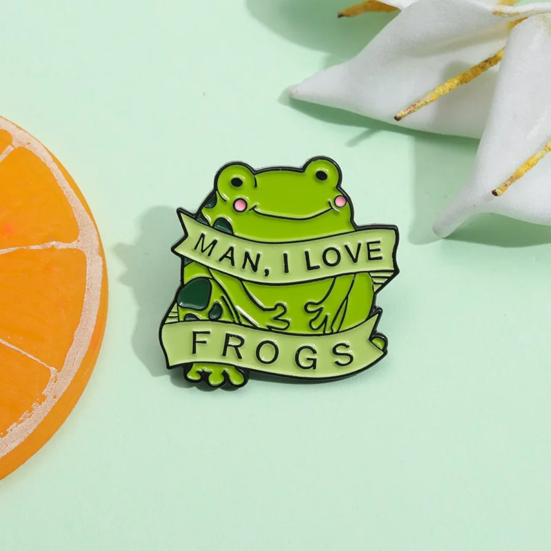 Stock Wholesale Lapel Pin Personalized Cute Anime Brooch Custom Cartoon Animal Creative Frog Shape Metal Badge Custom Enamel Pin