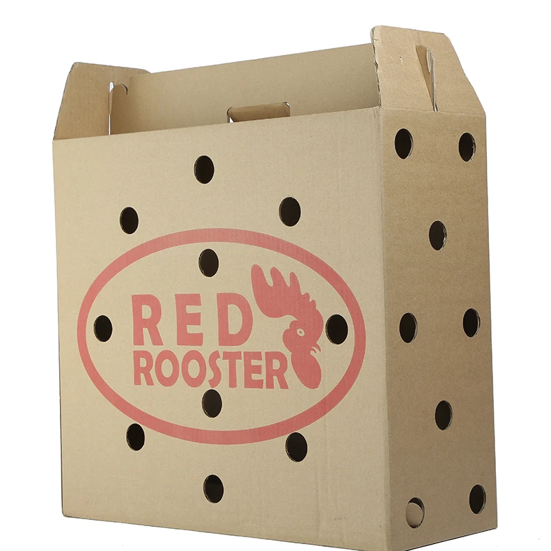 Custom Kraft Hole Paper Cardboard Animals Pet Carriers Carton Box Chick Shipping Boxes With Handle