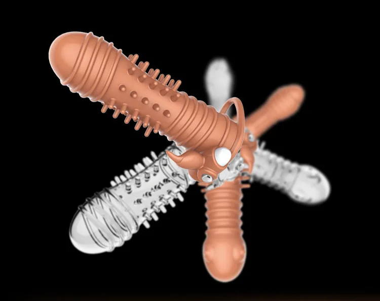 Female G Spot Stimulation Orgasm Condom Extended Penis Sleeve Vibrating Crystal Sleeve For Men