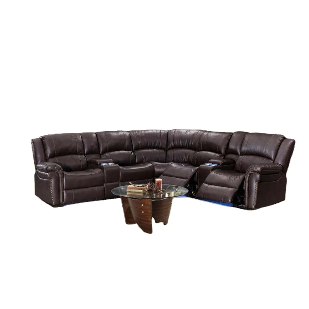 Modern Living Room Air Leather Recliner Sofa Luxury Power Electric Corner 5-seater Recliner Sectional Sofa