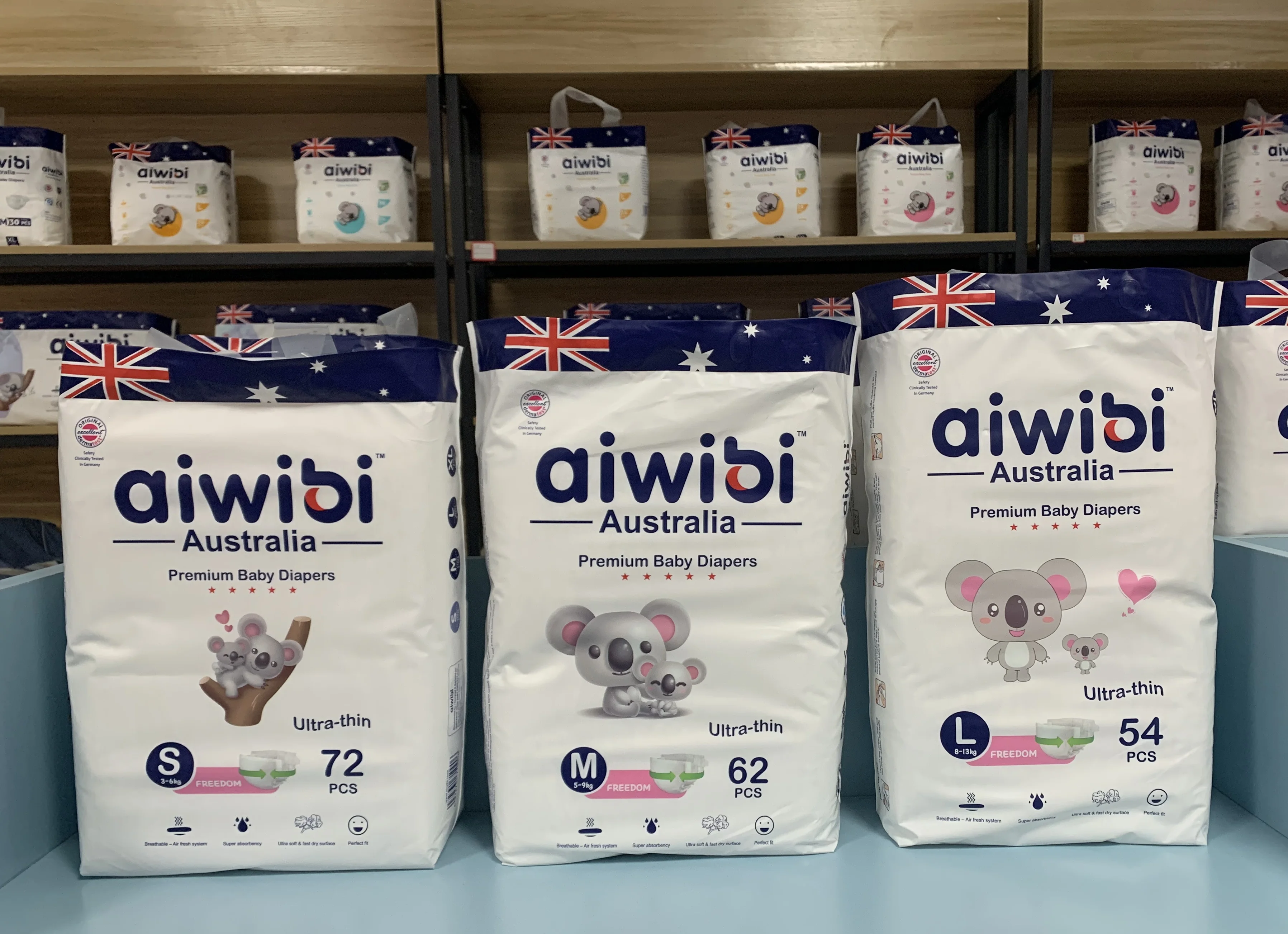 AIWIBI Hot Sale  New Born Baby Pants Diapers Custom Disposable Non Woven Fabric Printed Cotton kids diapers disposable baby