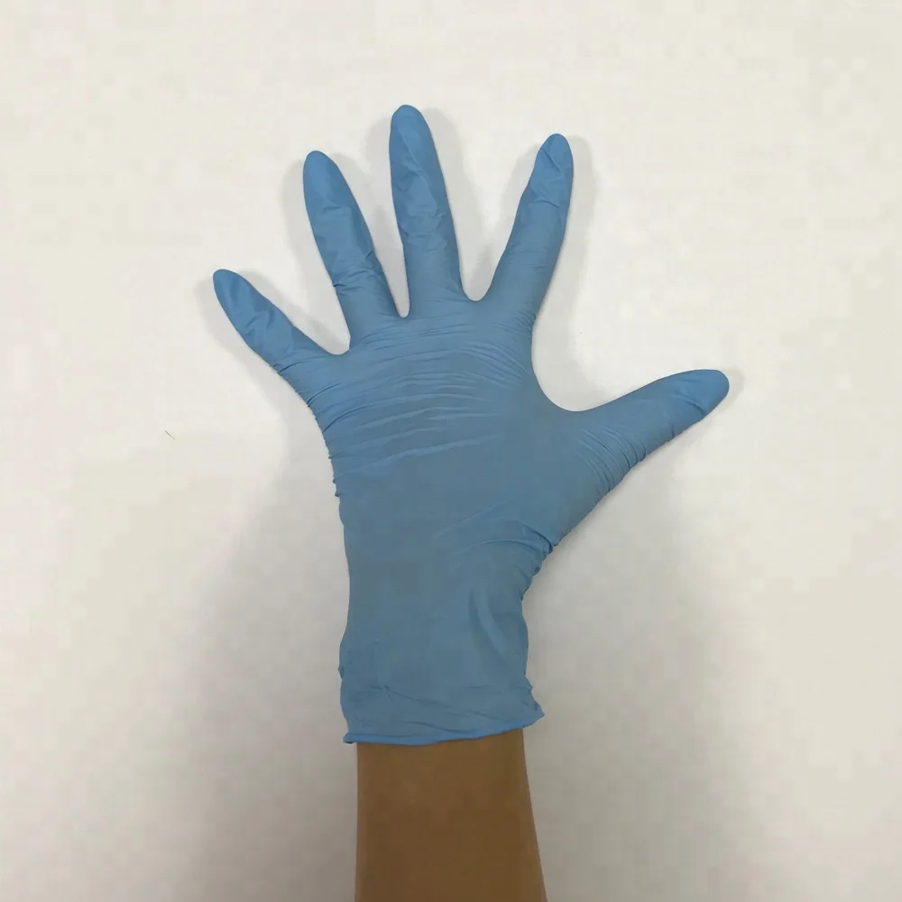 Blue Color medical disposable nitrile exam gloves