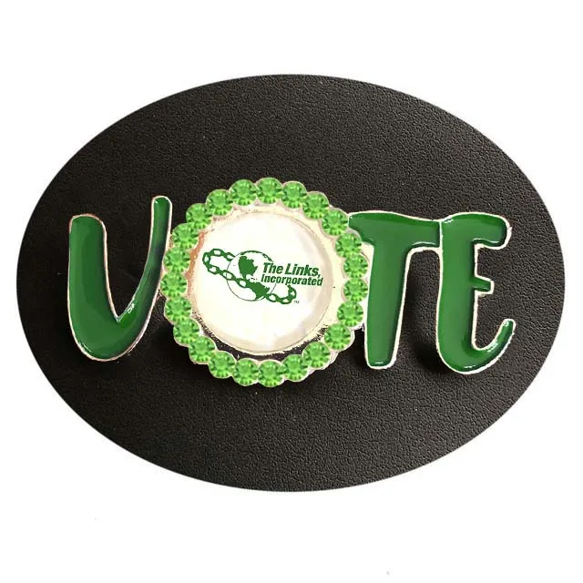 Topvesko Custom The Links Inc Green Brooch The Links Vote Pin