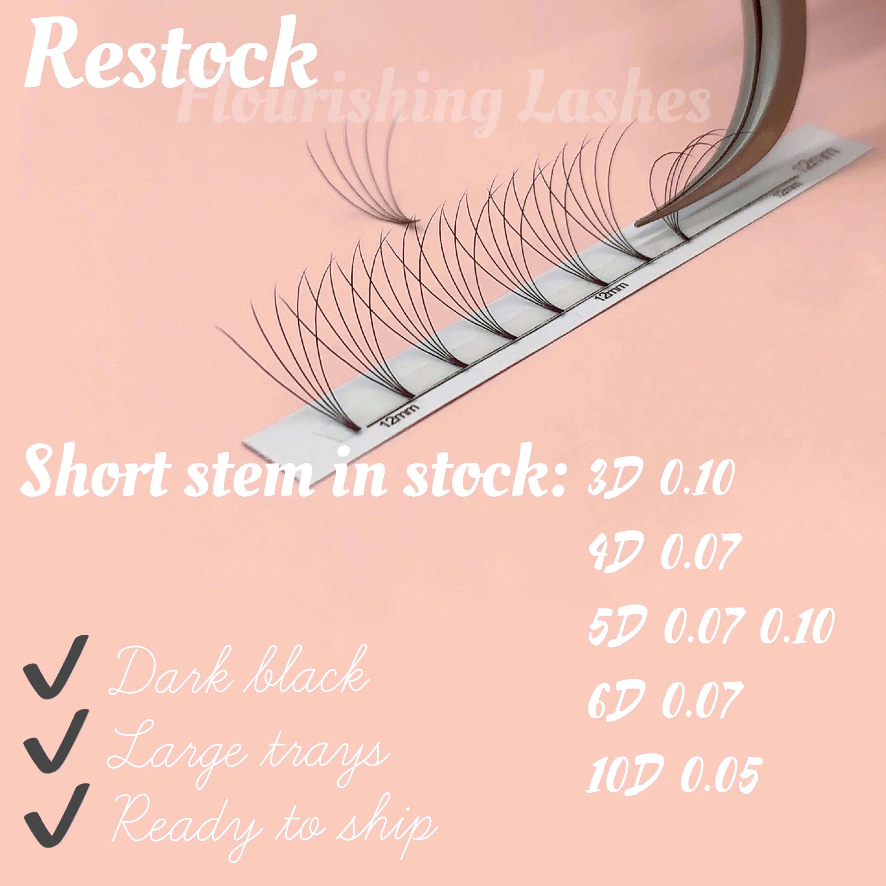 premade fans 5d short stem lashes private label silk 0.05 0.07 0.10mm eyelash extension
