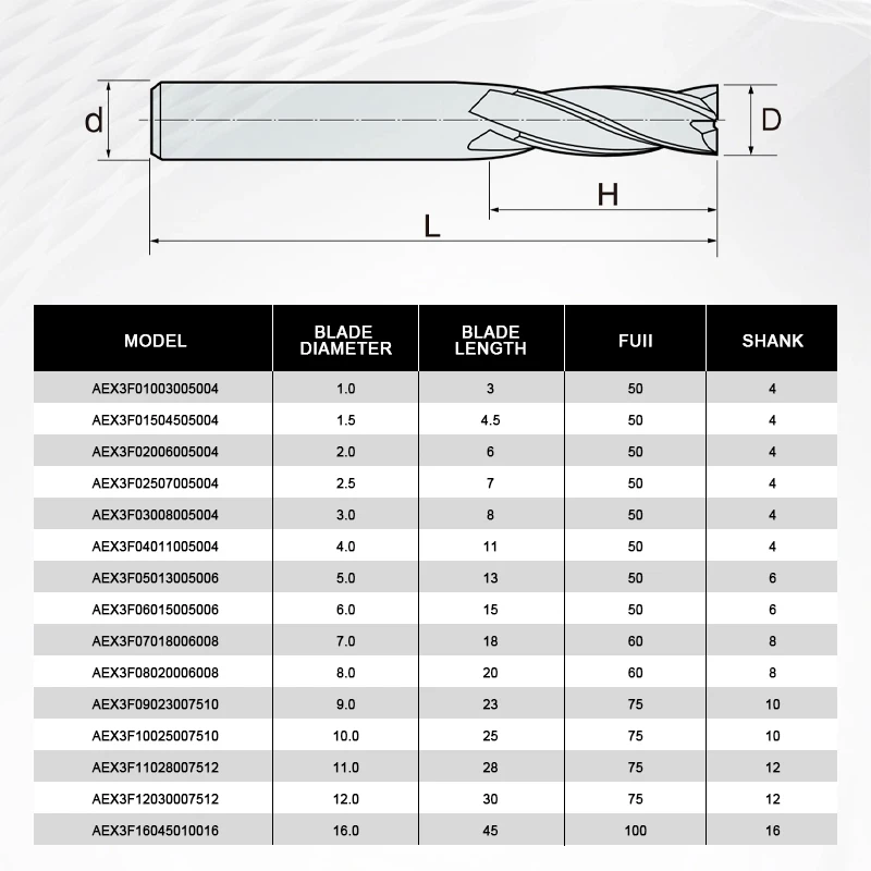 DOHRE good quality tungsten solid carbide down cut end mill cnc lathe flat aluminum milling cutter