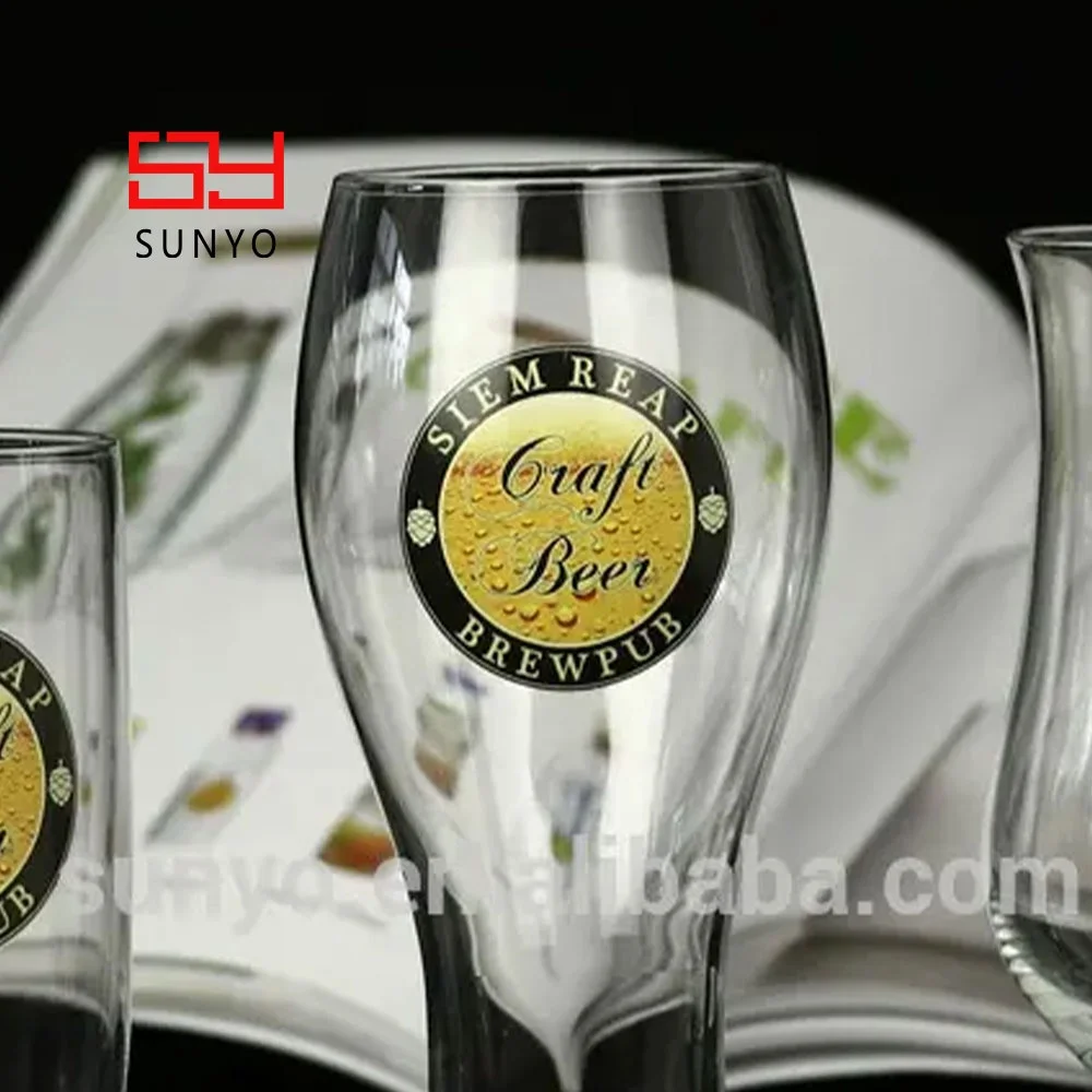 Customized Logo Branded Using Special Shape Beer Glass Multi Size Wholesale Factory Beer Can Glass Cup