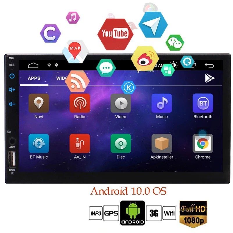  Заводская Прямая поставка Quad-core Android 10 0 двойной Din DSP carlay 7 дюймов сенсорный экран автомобильный GPS навигационная