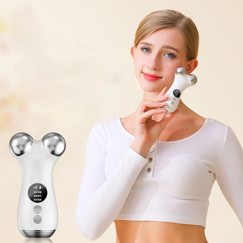 High quality facial massager roller vibration v face lift wrinkle remover massager hot compress electric face roller