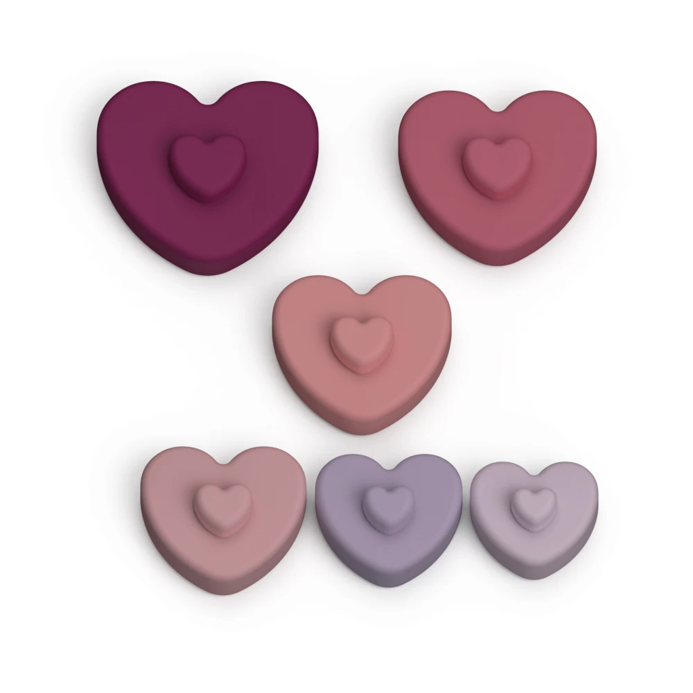 Heart shape teething silicone stacking toy sensory early education toys baby blocks baby montessori exclusive silicone toys