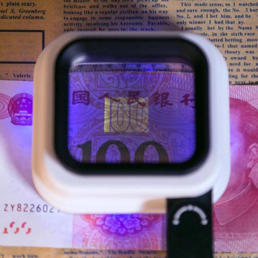 LED Illuminated Magnifying Glass 10X, 15X, 20X, Foldable Handle Handheld Magnifier with UV Light, Magnifying Glass for Reading