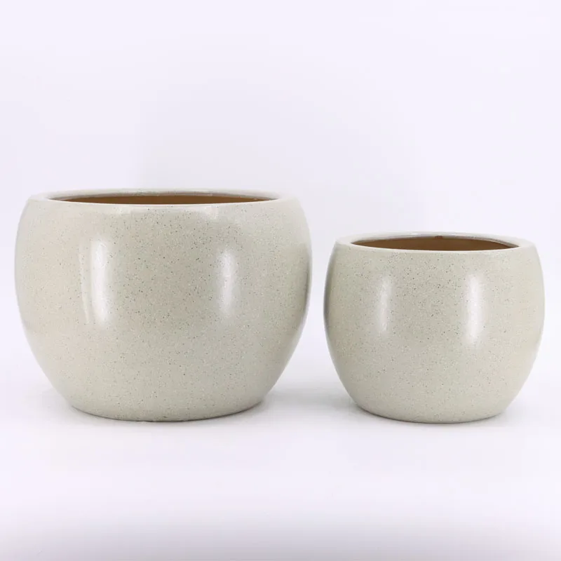 
2021 hot selling factory custom logo round ceramic Bulk cheap large white green ceramic flower pot 