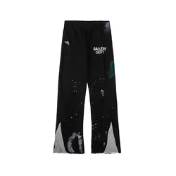 casual trousers Hand painted speckled stitching high street hand ink flare sweat pants men and women gallery dept pants
