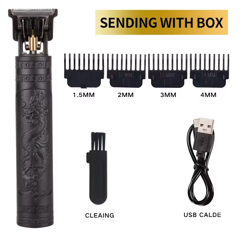 6 Vintage T9 Cordless 0mm Professional Hair Electric Trimmers For Men Hair Cutting Machine Shaver