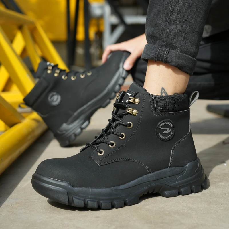 Customized Light Weight Workshop Protective Footwear Construction Worker Leather Safety Shoes Steel Toe Men Casual Safety Boots