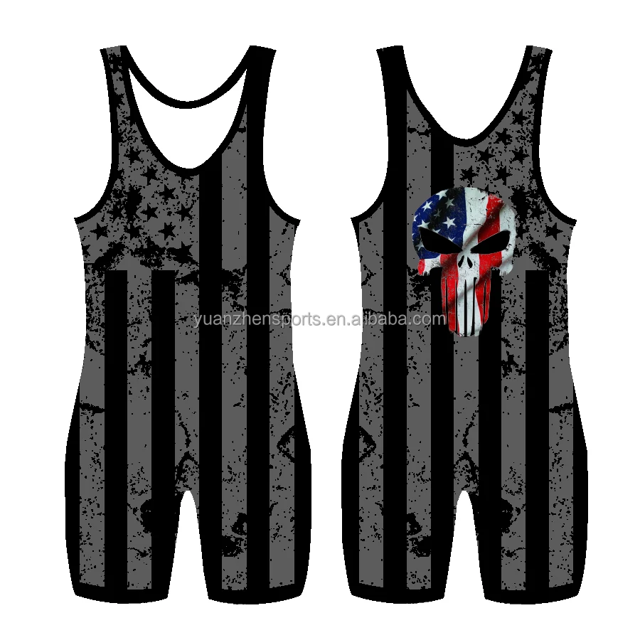 custom design dye sublimated printing wrestling singlet