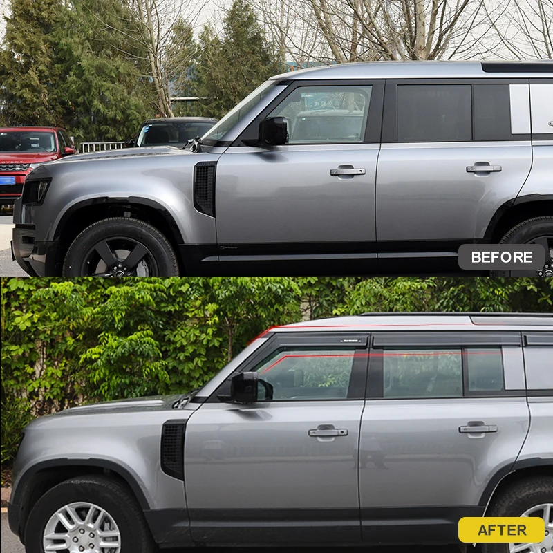 Black Plexiglass Window Visor Black Cover Car Accessories New Defender L663 Car Window Visors For Land Rover