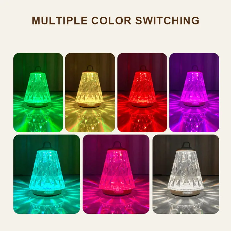 New Product Outdoor Beside Modern Luxury Crystal Wholesale Portable Rechargeable Cordless Design Touch LED Table Lamp Restaurant