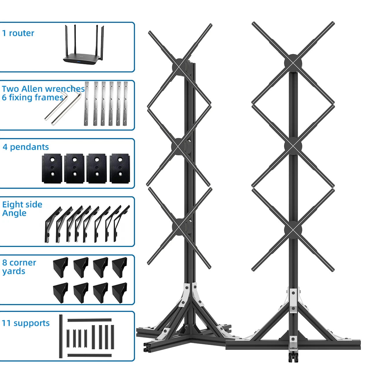 65CM 1*3 Splicing 3D Hologram Fan WiFi Projector with Bluetooth Versatile Picture Fan Spinner for Shops Led Holographic Fan