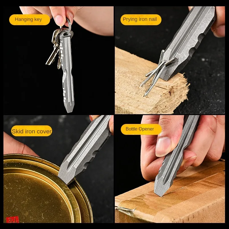 2024 Titanium alloy portable crowbar anti-waist hanging tools PioneerEDC multi-functional personalized design outdoor tools