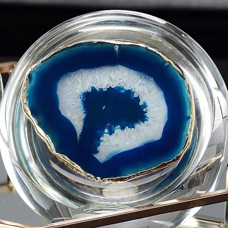 
Blue agate crystal ball stone decoration handicraft ornaments home accessories 