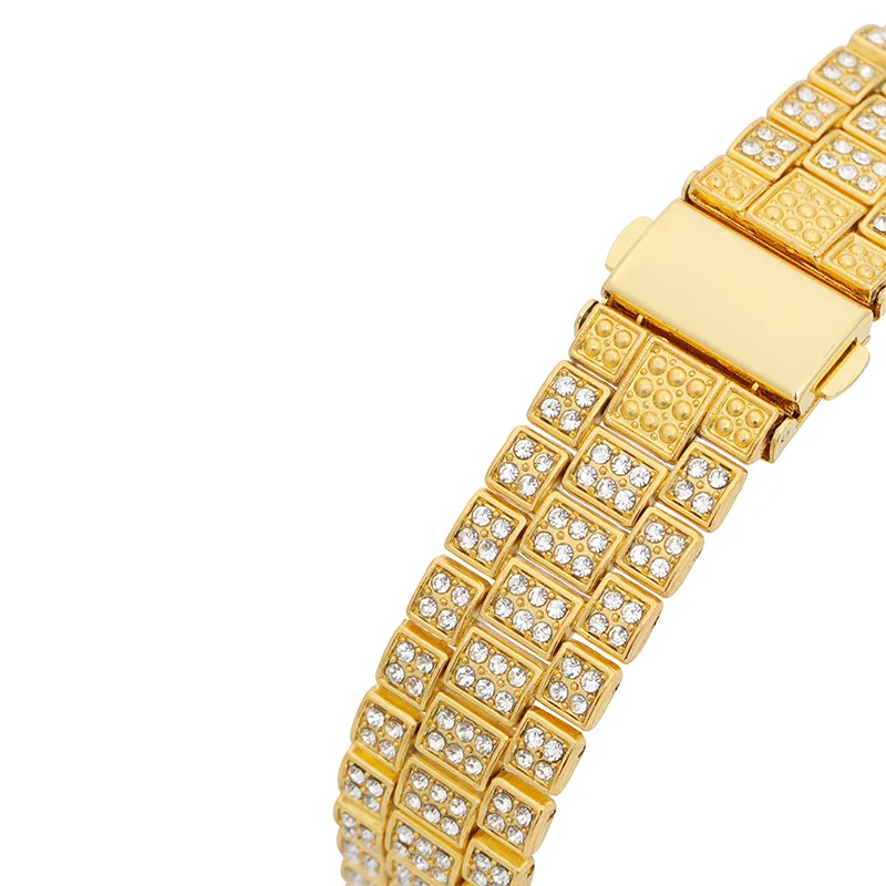 Gold Iced Out Men Watches Rainbow Diamond Quartz Luminous Watch Man Luxury Classic Unique Wristwatch