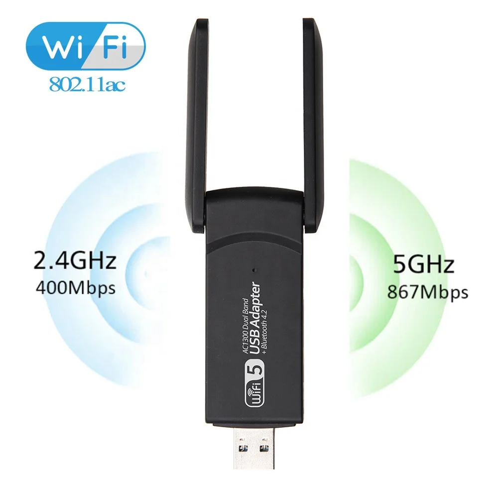 11AC 1300M Wireless USB Adapter 1300Mbps BT4.2 & WiFi 2 in 1 Realtek 8822BU wifi dongle