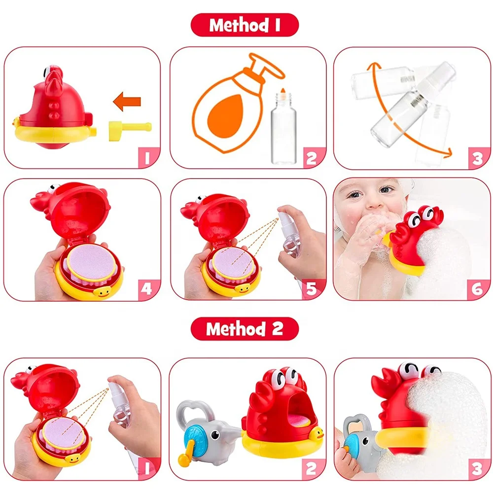 Cute water toy bath bubble playing game bathroom toys for baby bathing crab bubble machine blower combo set children bathtub toy