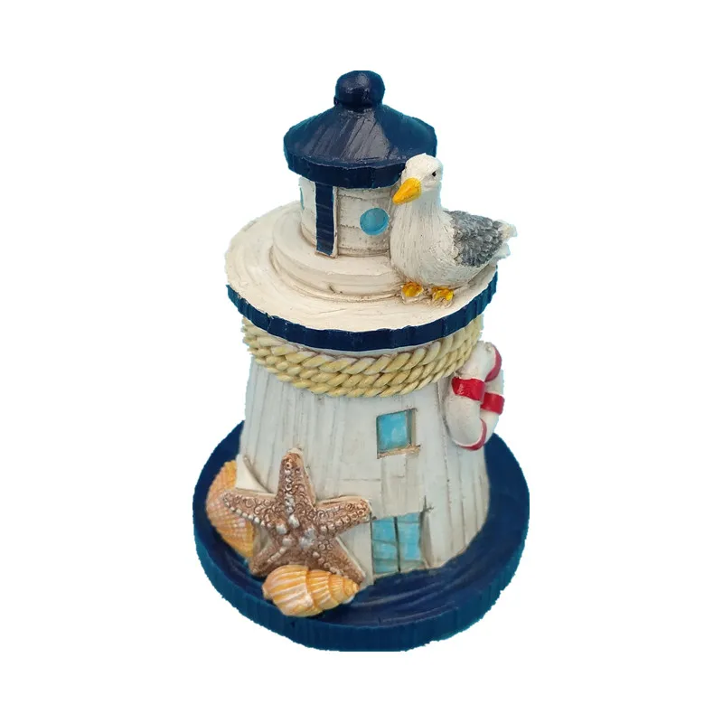 Nautical Miniature Mediterranean Style Lighthouse Decoration Home Decoration Polyresin Ornament