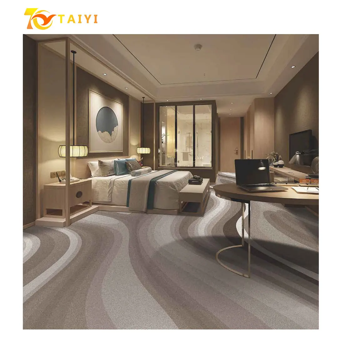 Wholesale high quality large area covered with printed flame retardant carpet commercial hotel black nylon printed carpet cinema