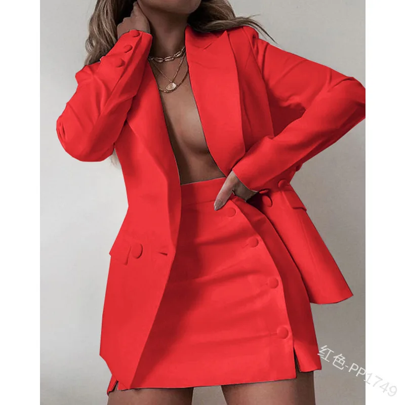New Ladies Office Business Suit Women Blazer Sexy Solid Color Three Piece Sets skirt suits women for office