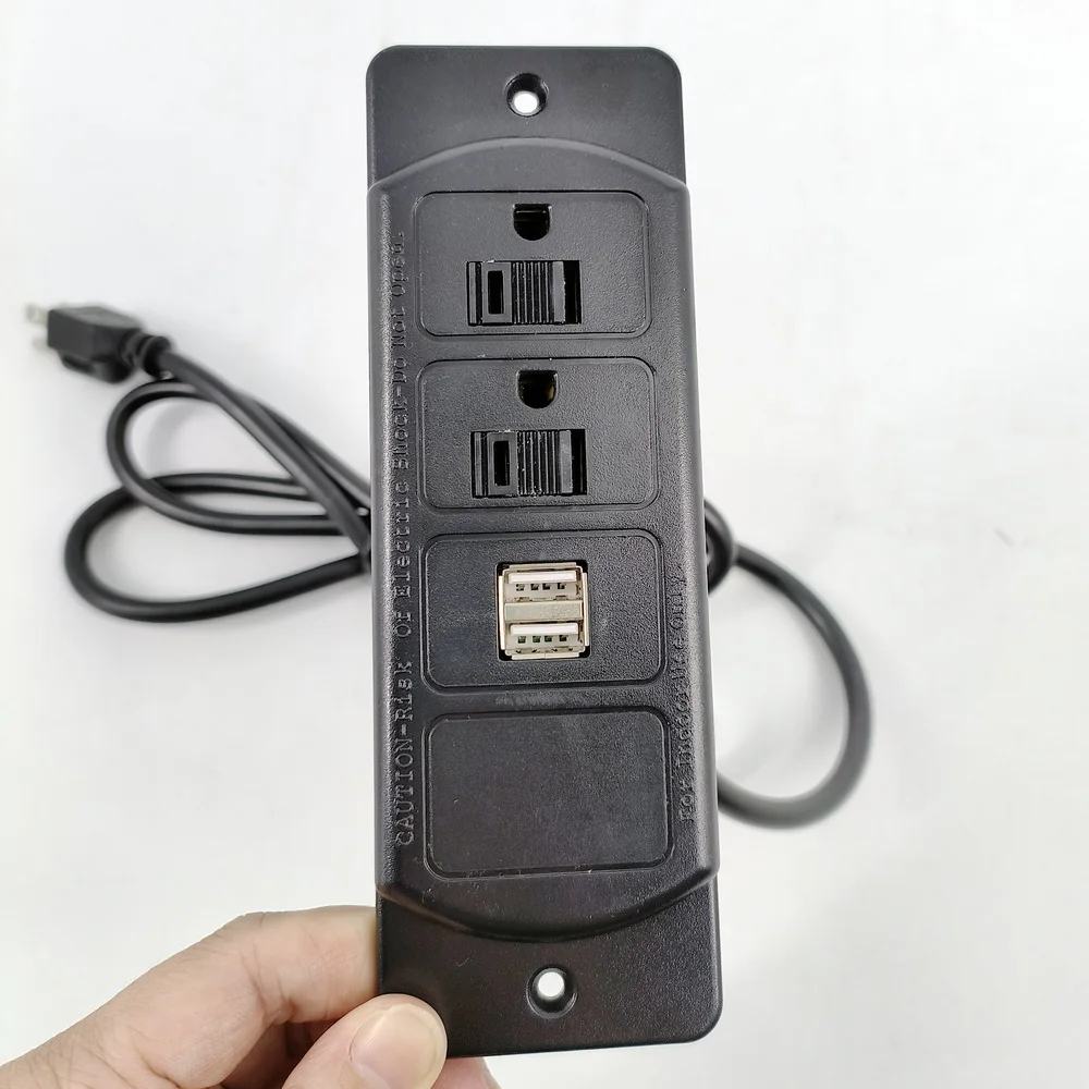 Office furniture desktop recessed built in table mounted usb electric socket with 2AC US power socket 2 usb charging port