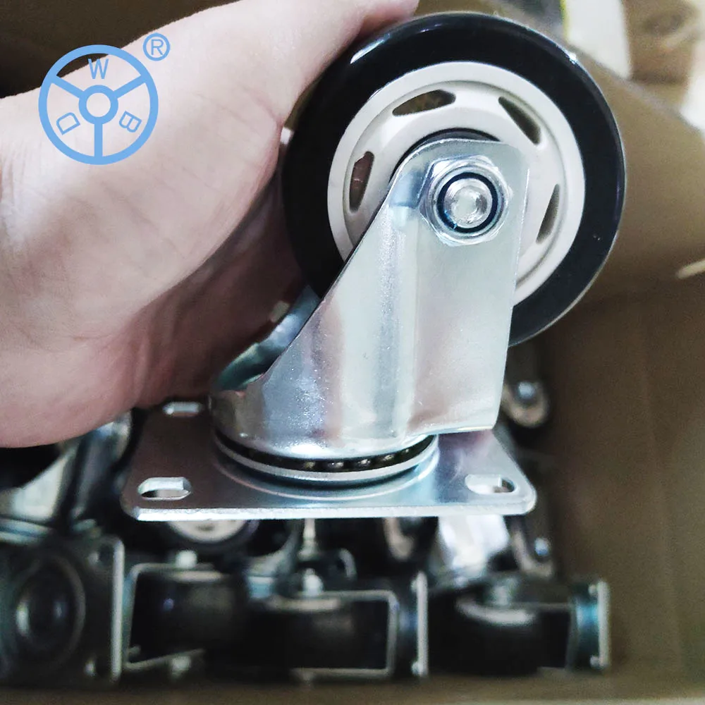 Orange rueda de pvc Medium duty Swivel type caster wheels with brake heavy duty