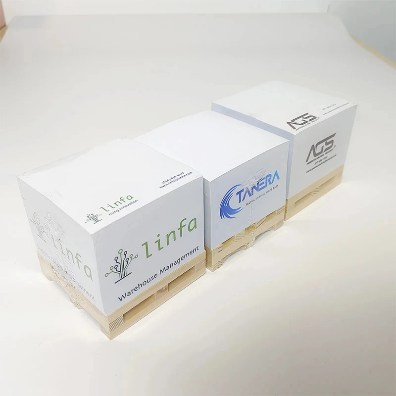 FOCUS New Style Custom Promotional Gift Giveaway Memo Pad Sticky Notes Memo Paper Cube with Wooden Pallet