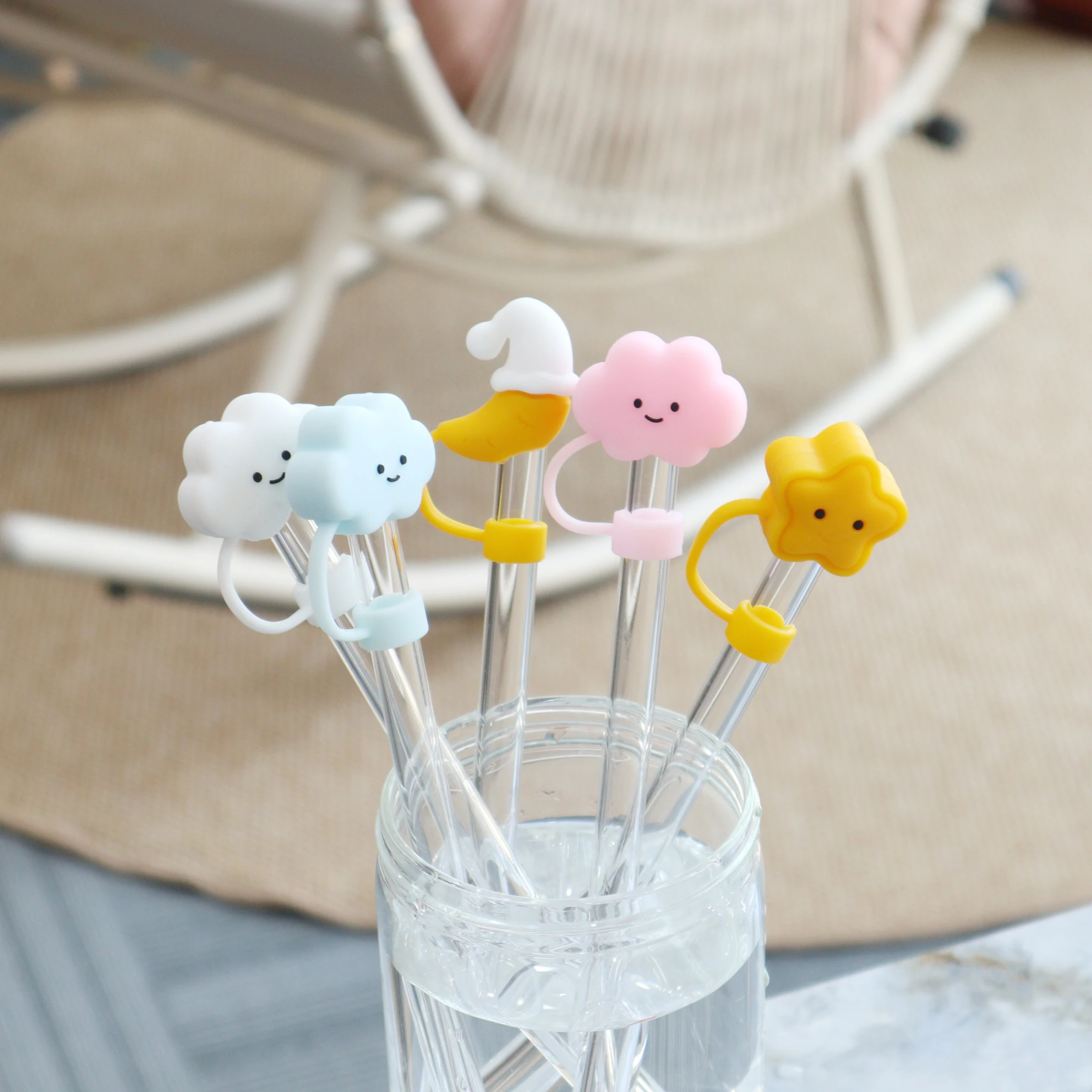 National Logo Straw Cap Set Compatible Cups Fits 10mm Straws Nature Cap Reusable Silicone Straw Cover
