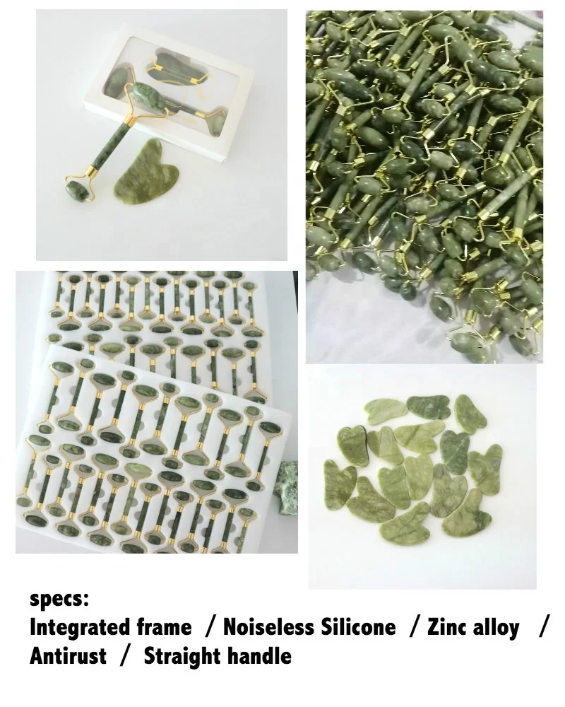  private label natural nephrite custom facial green jade skin face stone ball roller and gua sha massager with box for