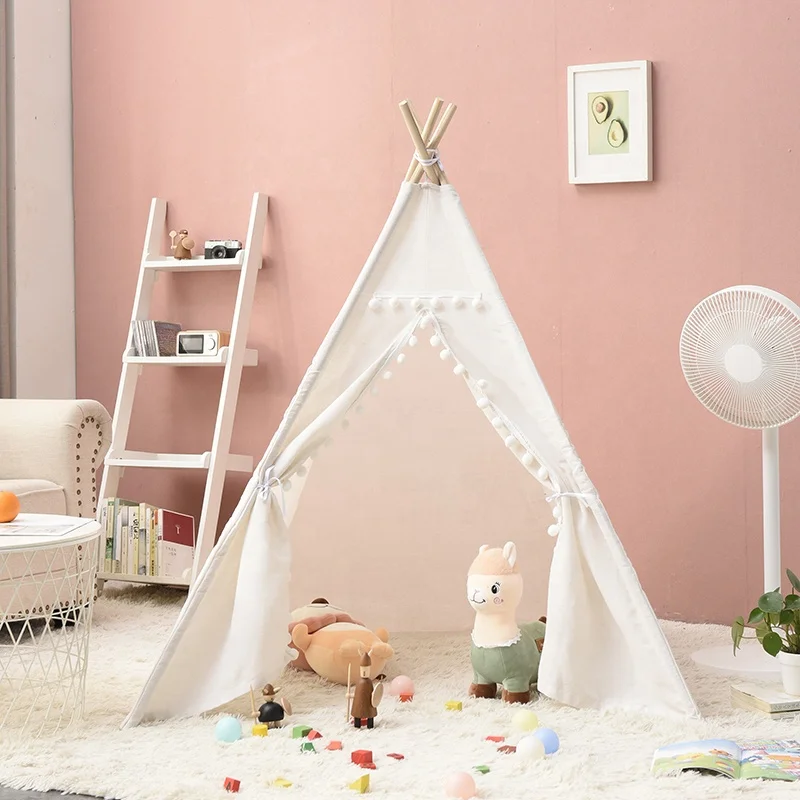 High quality 100% Canvas Cotton Tipi Children Tent House Cotton Round Dome Yurt For Playing Game