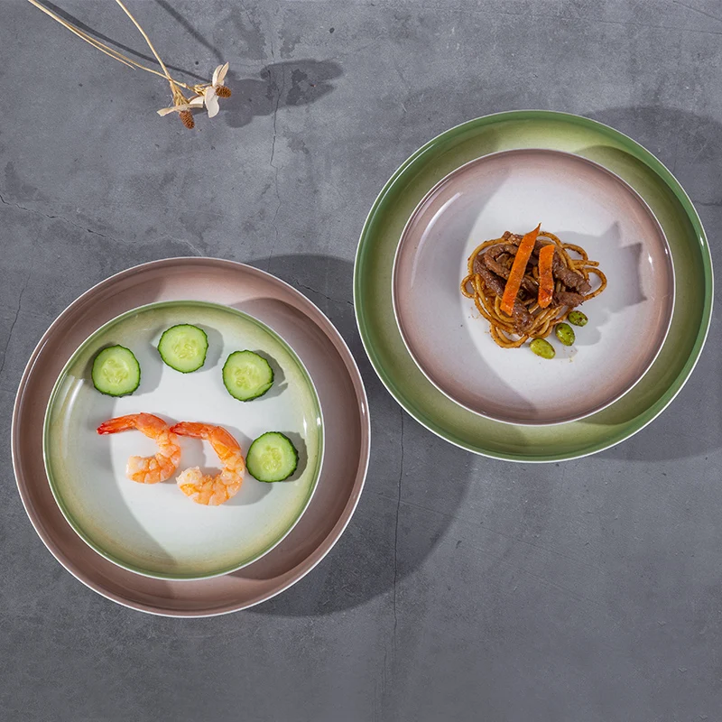 HuaDa High Quality Glazed Ceramic Dinner Plate Round Nordic Plate Set Custom Serving Dishes For Catering