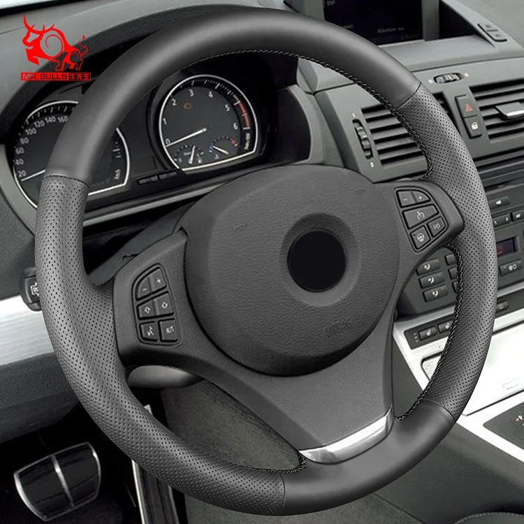 Пользовательский Теплый ручной шитье кожаный чехол на руль для BMW X3 X5 4.8is 2004