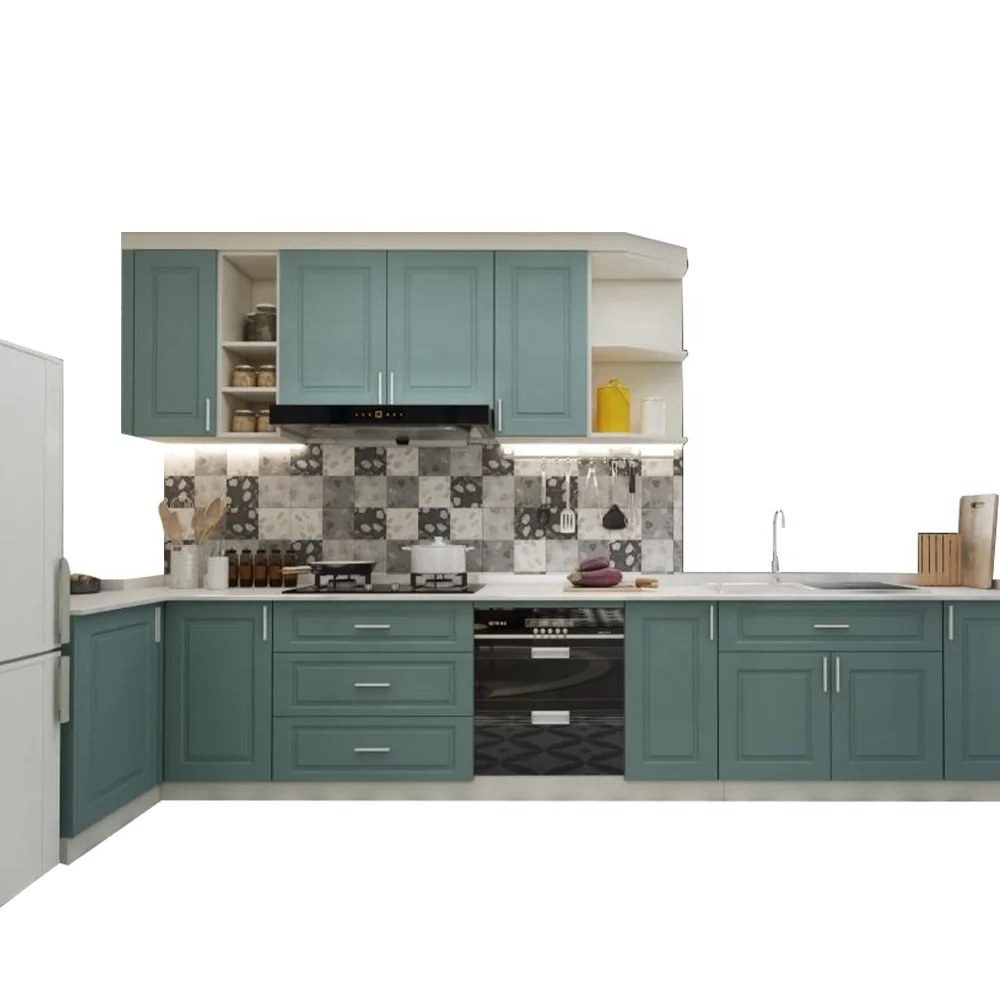 Small PVC Kitchen Set Furniture Modern Designs Kitchen Cabinet Hardware 1 Set Plywood