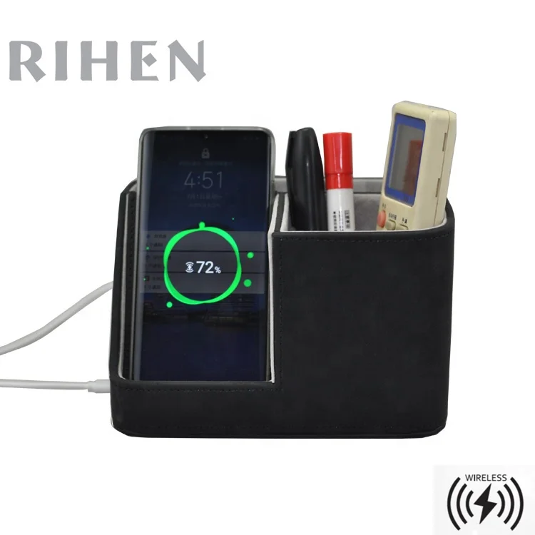 
10W PU Leather Pen Holder wireless charger 