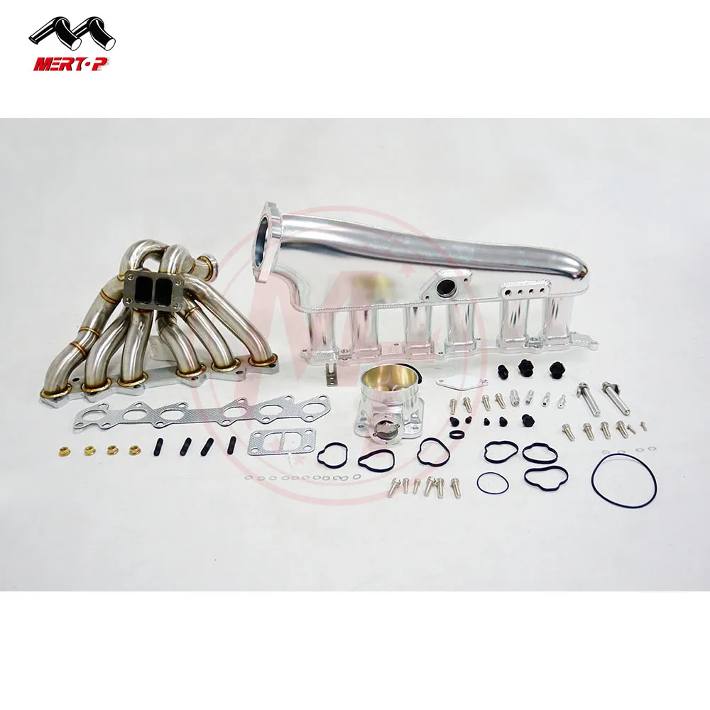MERTOP RACING Full Aluminum CNC Billet Intake Manifold For TO YOTA 2JZ GTE 2JZGTE Engine Twin Scroll Manifold Kits