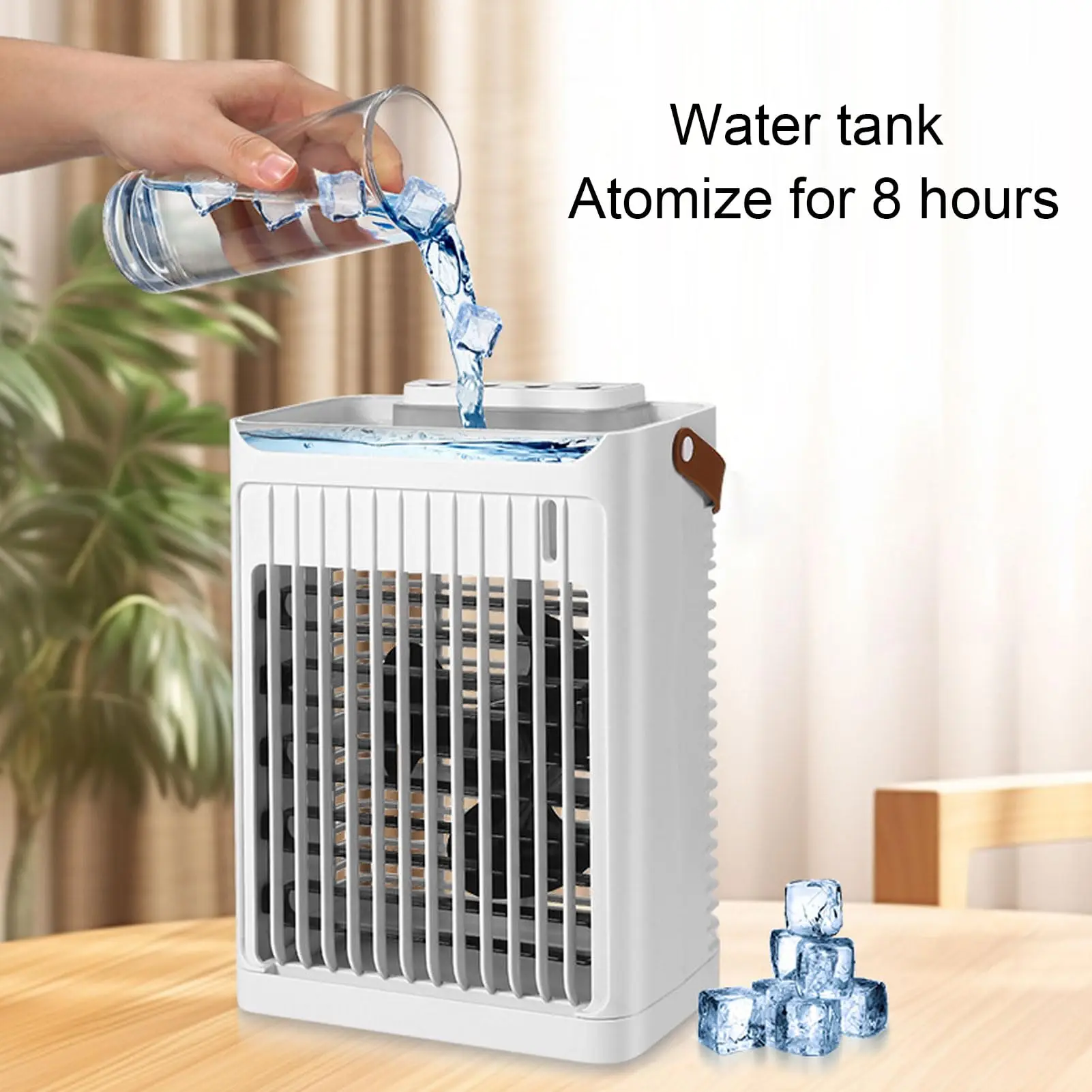 680Ml Portable Air Conditioners Evaporative Air Cooler Rechargeable 5 Speeds Mini Cooler Humidifier With 7 Color Light