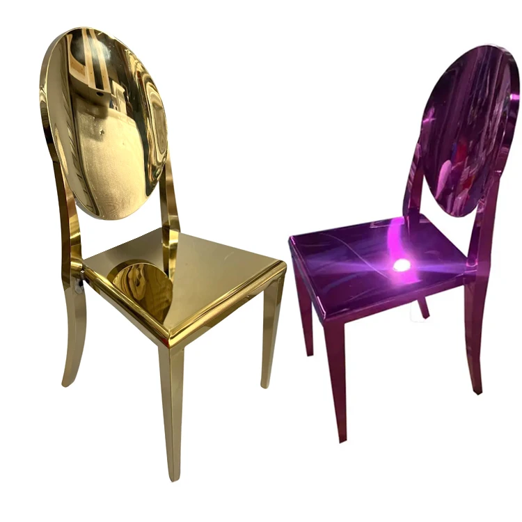 Hot Sale New Modern Luxury Wedding Used Gold Stainless Steel Ghost Chairs For Event