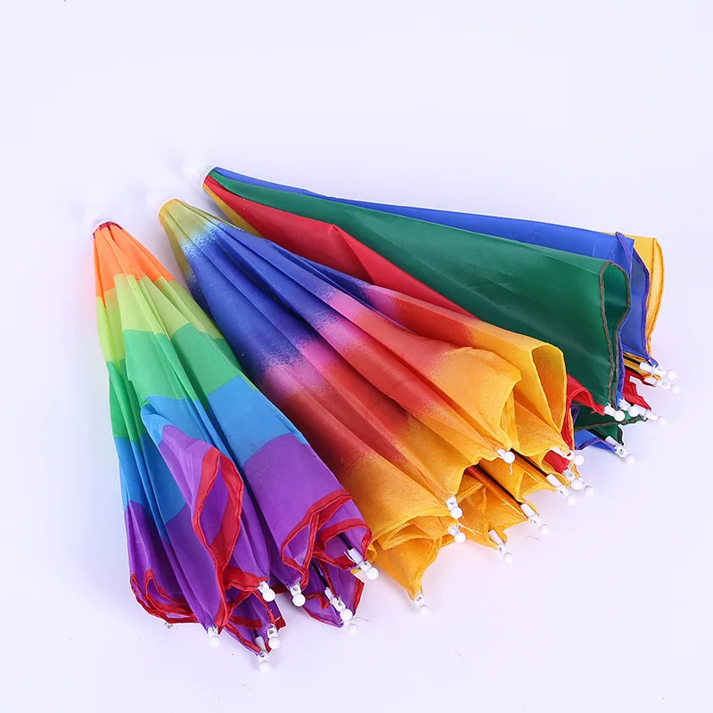 New design wholesale umbrella hat Portable Waterproof Outdoor Head Hat Umbrella Hands Free Hat umbrella with logo printing