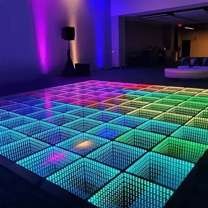 Hot Magnetic 3D Interactive Led Dance Floor for Wedding Portable Light Infinity Mirror Wireless remote PC track event tile