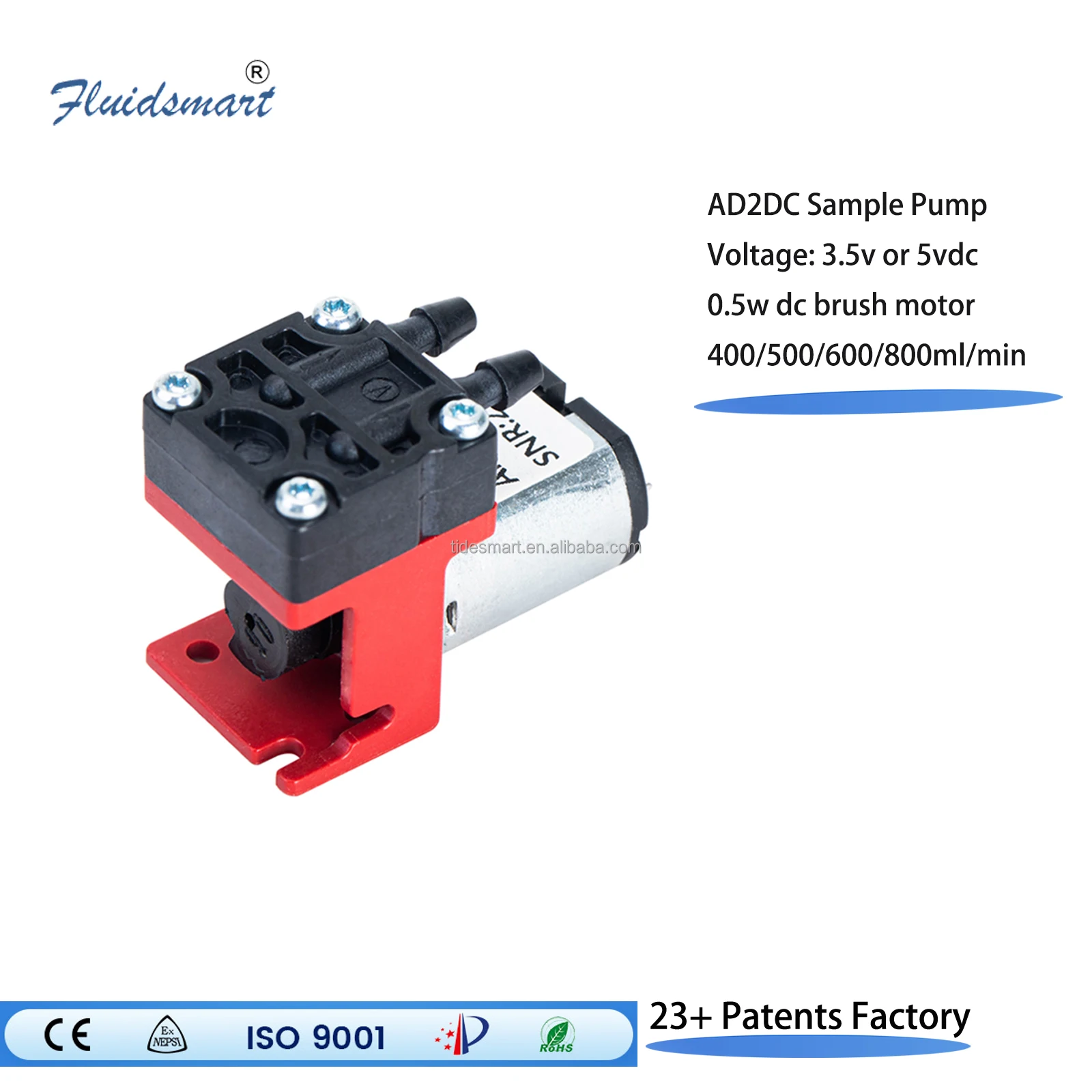 800ml/min Flow 5V DC Small Vacuum Air Pump Silent Brush Motor Lab Micro Diaphragm Pump Sampling Gas Pump