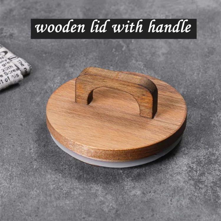 Kitchen Glassware Food Storage Container and Jar Eco Friendly Borosilicate Glass with Wooden 700ml 800ml 1000ml Handmade Modern