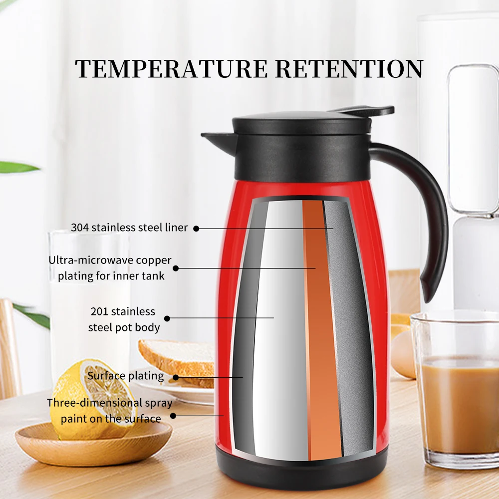 1000ml Custom Double Wall Stainless Steel Vacuum Coffee Carafe Custom Logo Insulated Tea And Coffee Pot Thermos